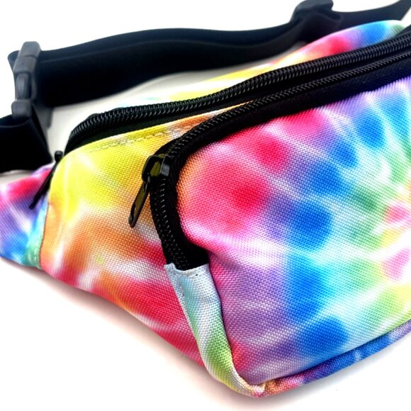 Tie Dyed Fanny Pack Hip Sack Zipper Pockets Adjustable Strap Icing Waist Purse - Picture 2 of 8